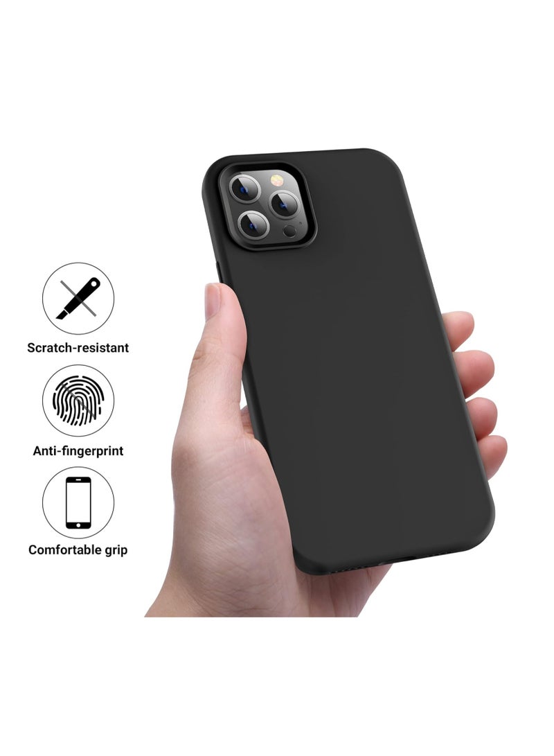 Compatible with iPhone 12 Pro Max (6.7 Inch) Case, Liquid Silicone Case, Full Body Protective Cover, Shockproof, Slim Phone Case, Anti-Scratch Soft Microfiber Lining - Black - Image 2