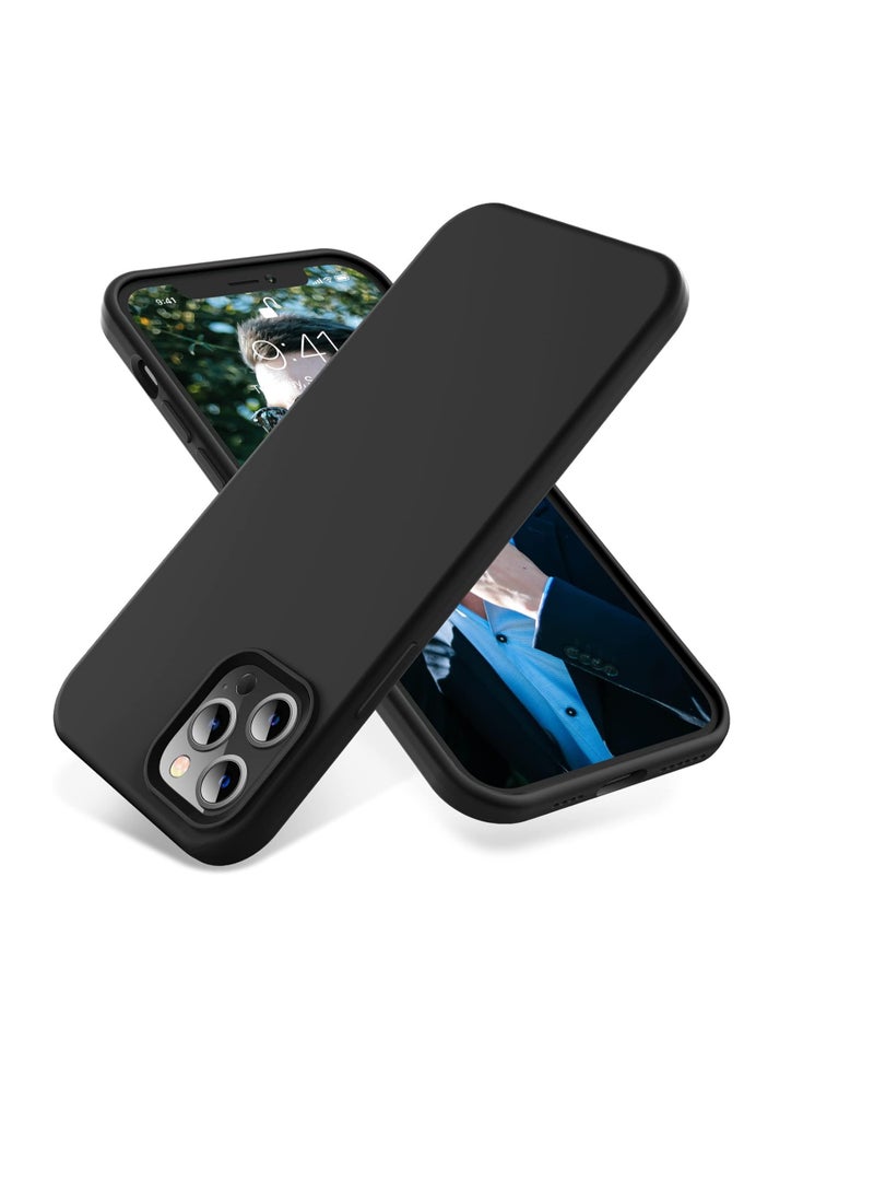 Compatible with iPhone 12 Pro Max (6.7 Inch) Case, Liquid Silicone Case, Full Body Protective Cover, Shockproof, Slim Phone Case, Anti-Scratch Soft Microfiber Lining - Black - Image 3