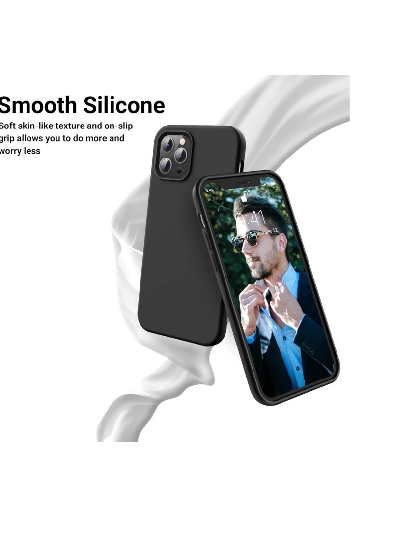 Compatible with iPhone 12 Pro Max (6.7 Inch) Case, Liquid Silicone Case, Full Body Protective Cover, Shockproof, Slim Phone Case, Anti-Scratch Soft Microfiber Lining - Black - Image 4
