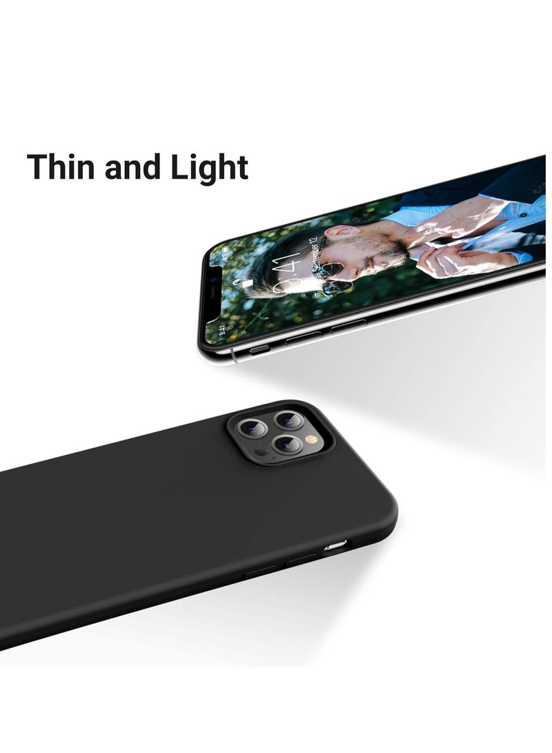 Compatible with iPhone 12 Pro Max (6.7 Inch) Case, Liquid Silicone Case, Full Body Protective Cover, Shockproof, Slim Phone Case, Anti-Scratch Soft Microfiber Lining - Black - Image 5