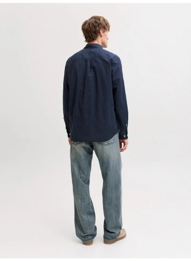 JACK & JONES JJHENRY Slub detail long sleeve shirt