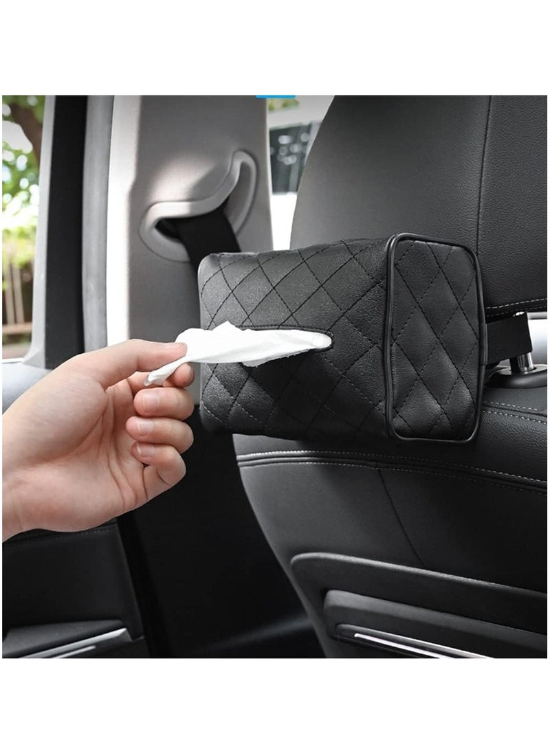 Generic Car leather tissue holder for car back seat headrest hanging tissue boxes holder case multi-use car tissue paper holder  - Image 2