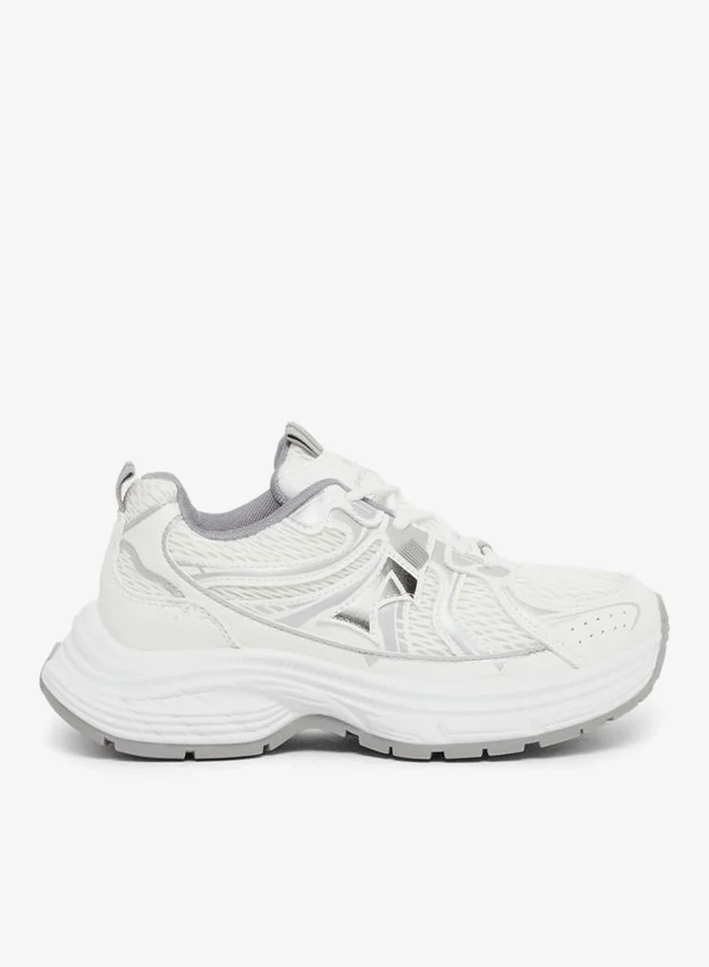 ستايلي اكتيف حذاء رياضي بكعب منصة برباط من الدانتيل