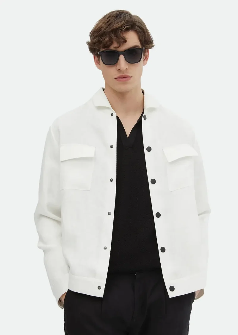 رامسي قميص وجاكيت بلون بيج فاتح