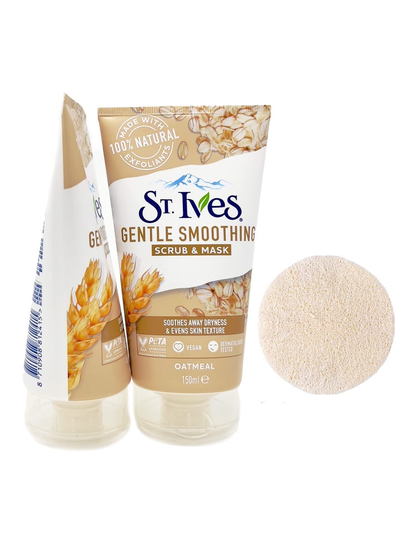 ST. Ives Face Scrub Gentle Smoothing Oatmeal for Acne Control Facial Cleanser with an Exfoliating Scrub  5 Fl Oz Pack of 2 