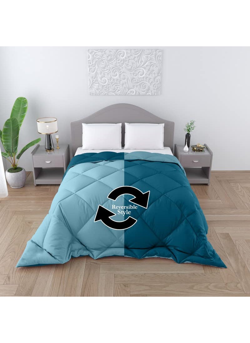 CHICERY CHICERY Microfiber Reversible Solid Extra Comfort Soft ComforterBlanket Single Bed 250 GSM Ultra Soft Comforter for WinterTeal SkyPack of 1  - Image 1