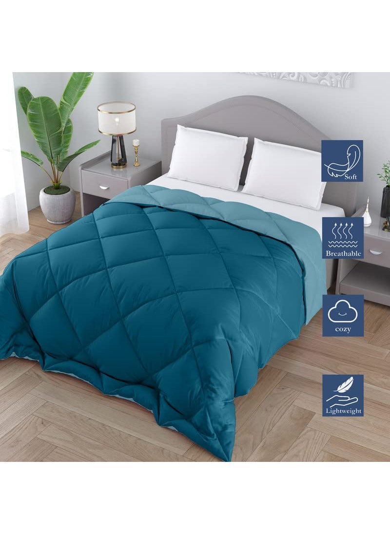 CHICERY CHICERY Microfiber Reversible Solid Extra Comfort Soft ComforterBlanket Single Bed 250 GSM Ultra Soft Comforter for WinterTeal SkyPack of 1  - Image 2