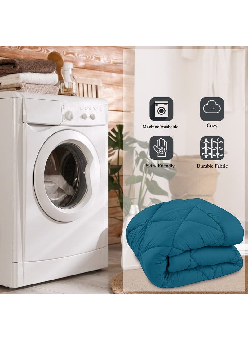 CHICERY CHICERY Microfiber Reversible Solid Extra Comfort Soft ComforterBlanket Single Bed 250 GSM Ultra Soft Comforter for WinterTeal SkyPack of 1  - Image 4