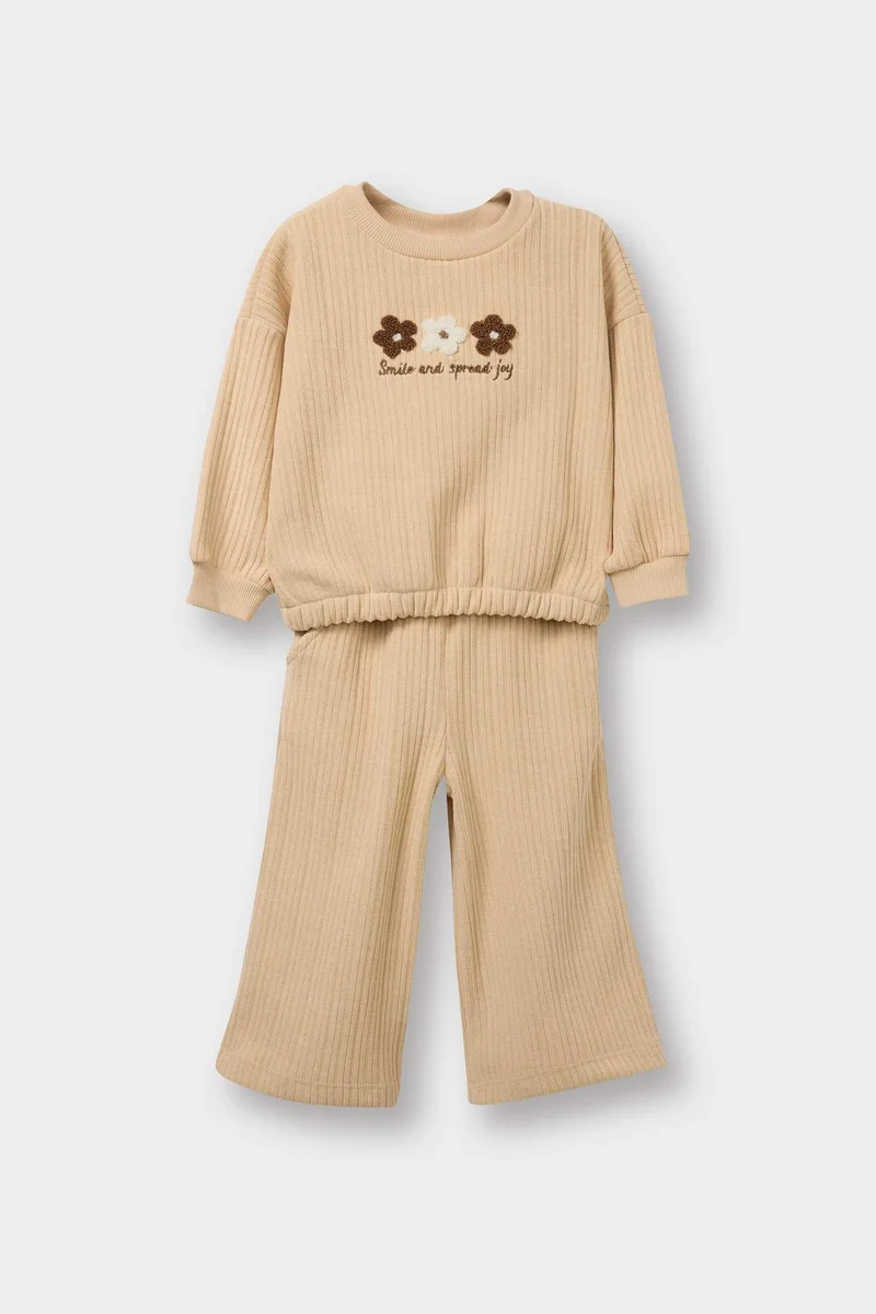 Defacto Baby Girl Floral Sweatshirt Sweatpants 2 Piece Set