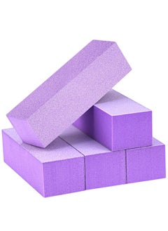 MARYTON Maryton Nail Buffer Block, Medium/Fine Grit 100/180 Finishing Buffers for Acrylic Nails Gel Polish Nails, 3 Way Professional Pedicure Manicure Buffer Kits, 5 Count (Purple)  - Image 1