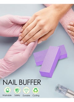 MARYTON Maryton Nail Buffer Block, Medium/Fine Grit 100/180 Finishing Buffers for Acrylic Nails Gel Polish Nails, 3 Way Professional Pedicure Manicure Buffer Kits, 5 Count (Purple)  - Image 2