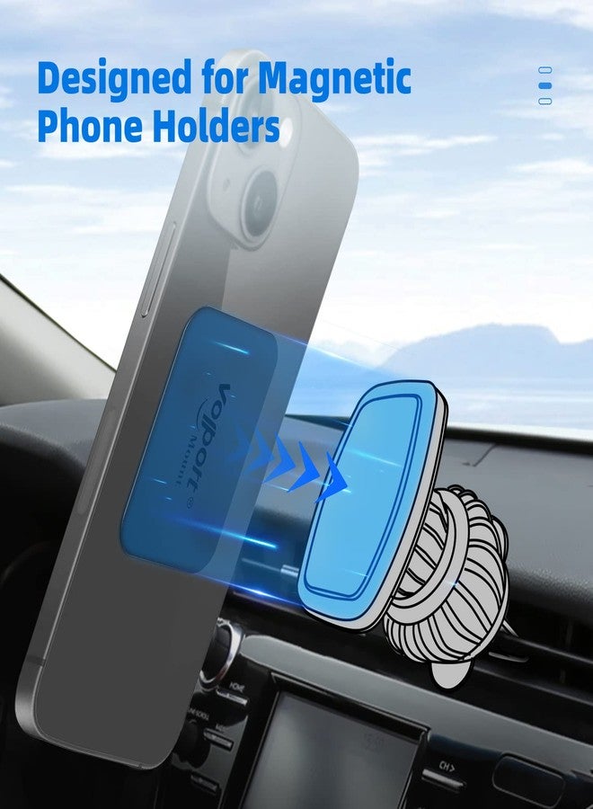 volport Metal Plate for Phone Magnet, 6 Pack Magic Plates Replacement with 3M Sticky Adhesive for Magnetic Car Phone Mount Holder Dashboard/Vent/CD/Windshield/Suction Cup - Rectangle & Round - Image 2