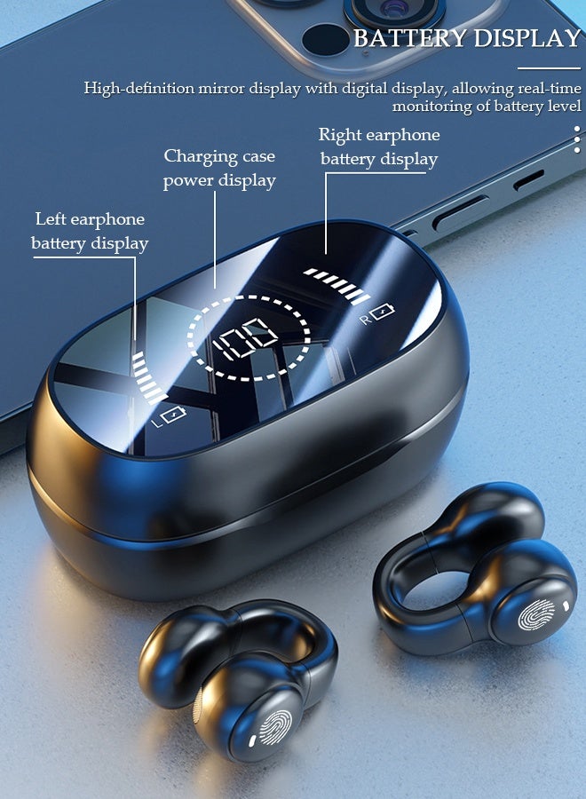 DUNISO Wireless Headphones Bluetooth 5.4 Ear Clip Earphones Open Ear with Mic Wireless Charging Case LED Power Display Waterproof Headphone for Running Sport Gym - Image 3