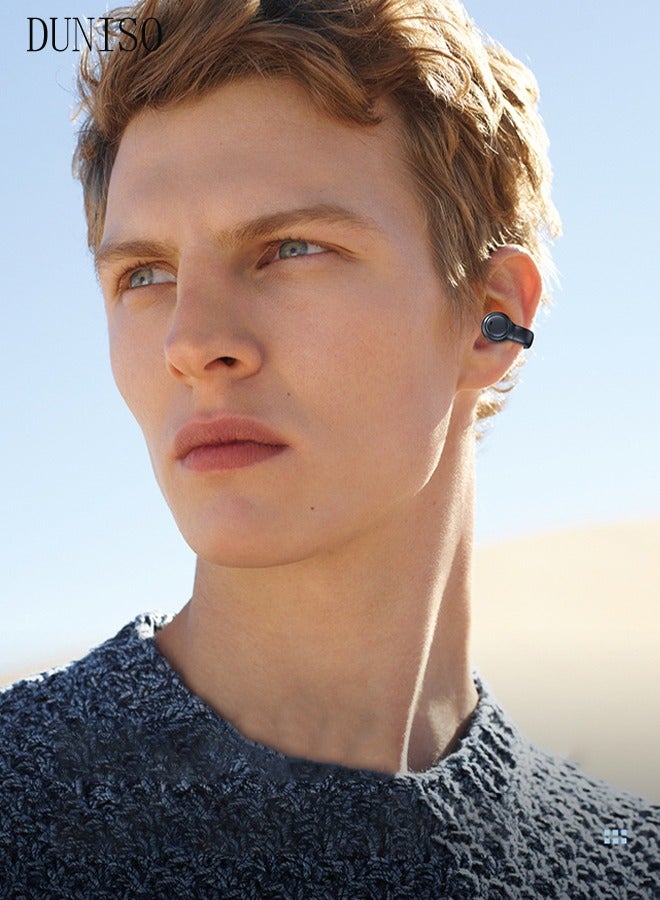 DUNISO Wireless Headphones Bluetooth 5.4 Ear Clip Earphones Open Ear with Mic Wireless Charging Case LED Power Display Waterproof Headphone for Running Sport Gym  - Image 4