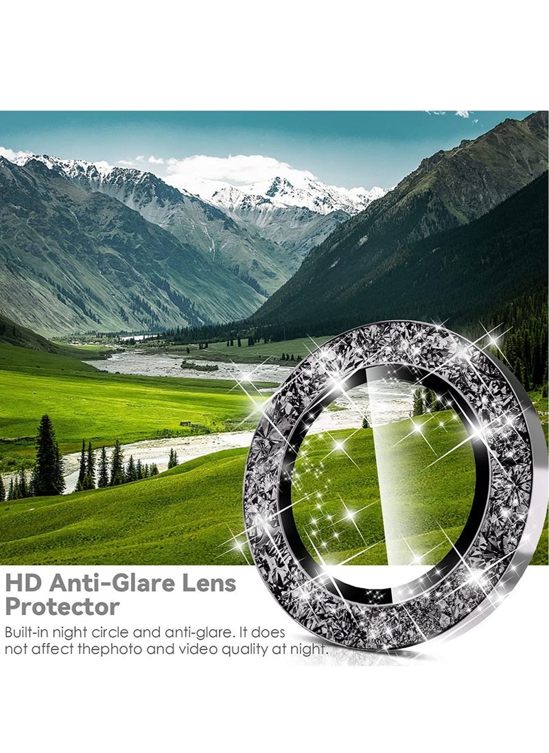 Raxoom Samsung Galaxy S23 Ultra Camera Lens Protector, 9H Tempered Glass + Aluminum Alloy Metal Individual Lens Screen Ring for S23 Ultra 6.8in 5G 2023 - Glitter Black - Image 5