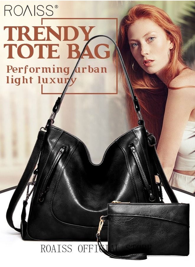 roaiss Large Crossbody Bags Ladies Shoulder Handbags Purse Set for Women Hobo Totes PU Leather Purses and Handbags Shoulder Bag Vegan Leather Tote  - Image 1