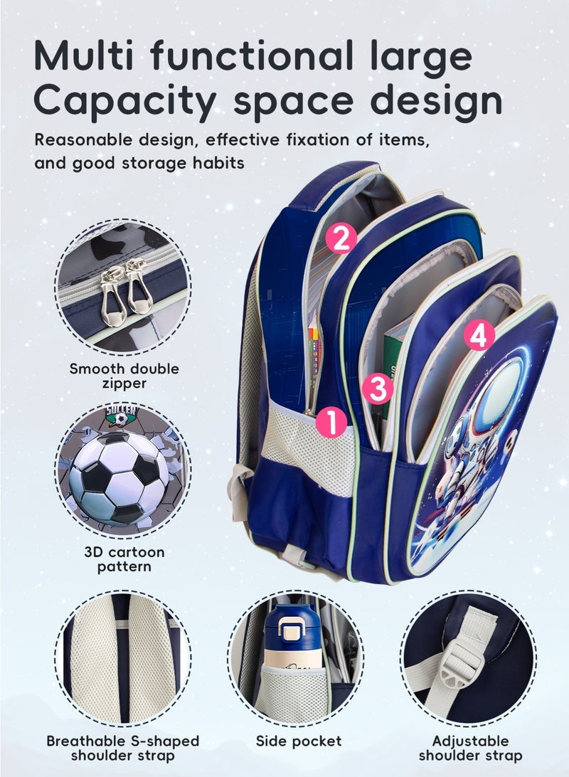 URbazaar Children School Bag Student Backpack with Reflective Strip Design & Padded Adjustable Shoulder Strap Large volume Waterproof Bookbag and for 3-10 Year Boys Girls Elementary Kindergarten(Astronaut) - Image 3