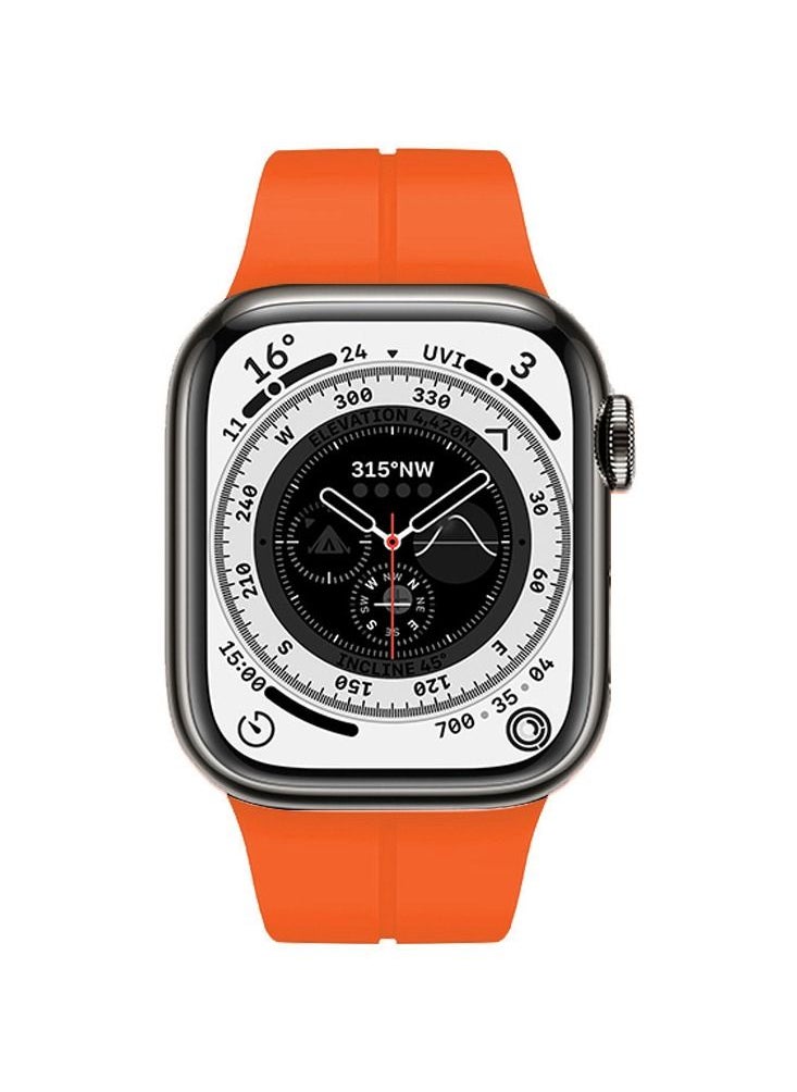 CATANES - Apple Watch Band 42mm 44mm 45mm 49mm Magnetic Band D-buckle Silicone Sport Strap Replacement Wrist Band Orange - Image 1