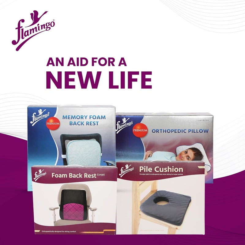 Flamingo Back Rest Support for Orthopedic Lumbar Support Memory Foam Back Rest Cushion Designed for Chairs Car Seat Improves Posture with Adjustable Seat Cushion Black L - Image 5