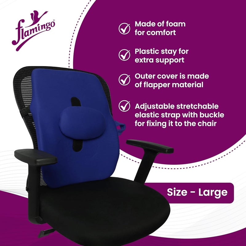 Flamingo Back Rest Support for Orthopedic Lumbar Support Memory Foam Back Rest Cushion Designed for Chairs Car Seat Improves Posture with Adjustable Seat Cushion Black L - Image 3