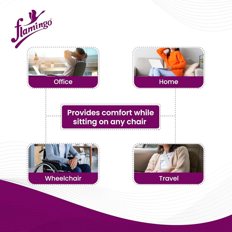 Flamingo Back Rest Support for Orthopedic Lumbar Support Memory Foam Back Rest Cushion Designed for Chairs Car Seat Improves Posture with Adjustable Seat Cushion Black L - Image 4