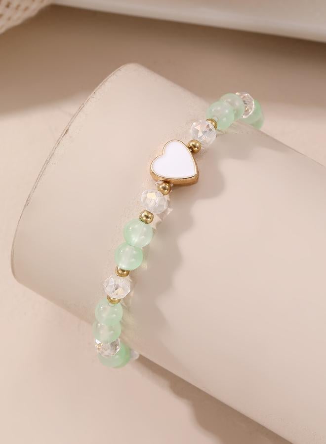 Take Two Multi-Color Heart Charm Beaded Bracelet - Image 1