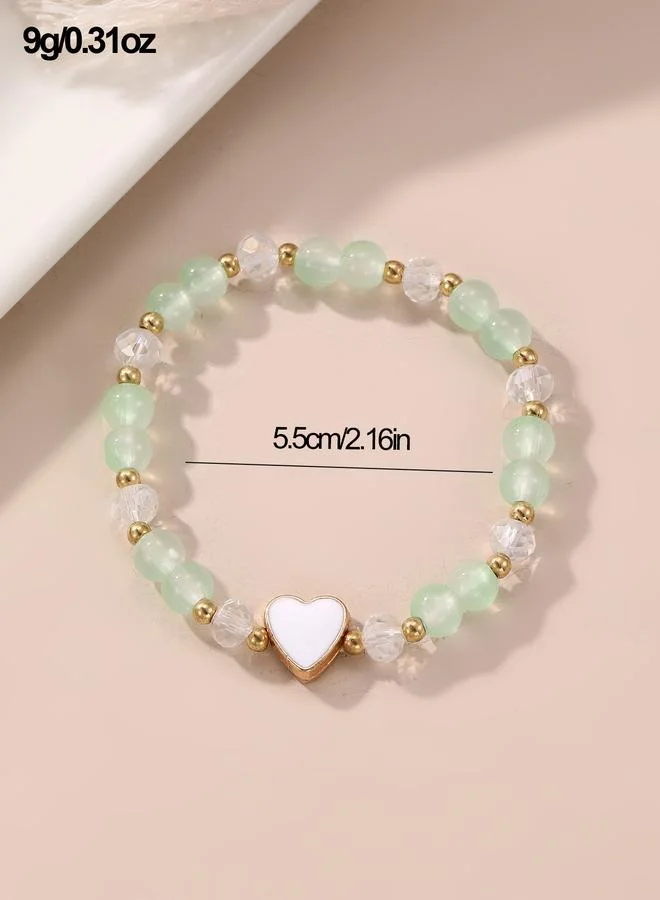 Take Two  Multi-Color Heart Charm Beaded Bracelet for Women | Best Price UAE