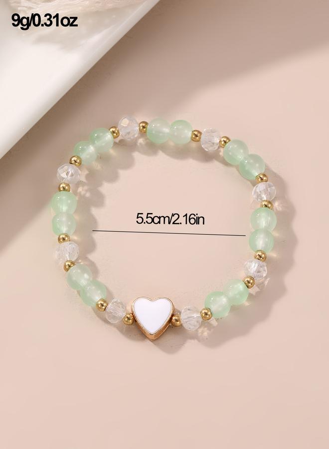 Take Two Multi-Color Heart Charm Beaded Bracelet - Image 4