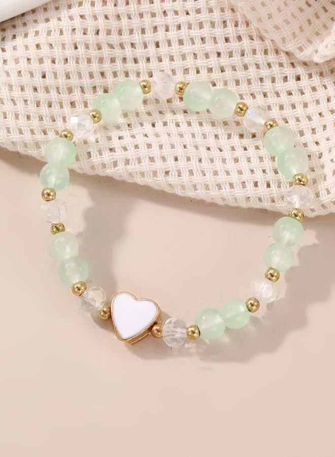 تايك تو Multi-Color Heart Charm Beaded Bracelet