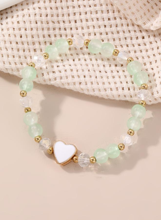 Take Two Multi-Color Heart Charm Beaded Bracelet - Image 2