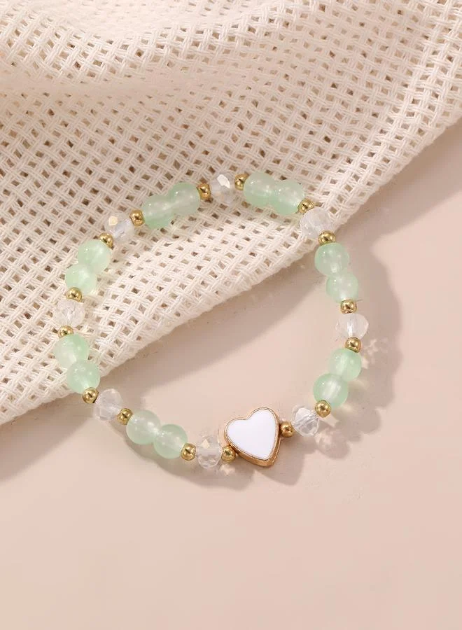 Take Two  Multi-Color Heart Charm Beaded Bracelet for Women | Best Price UAE