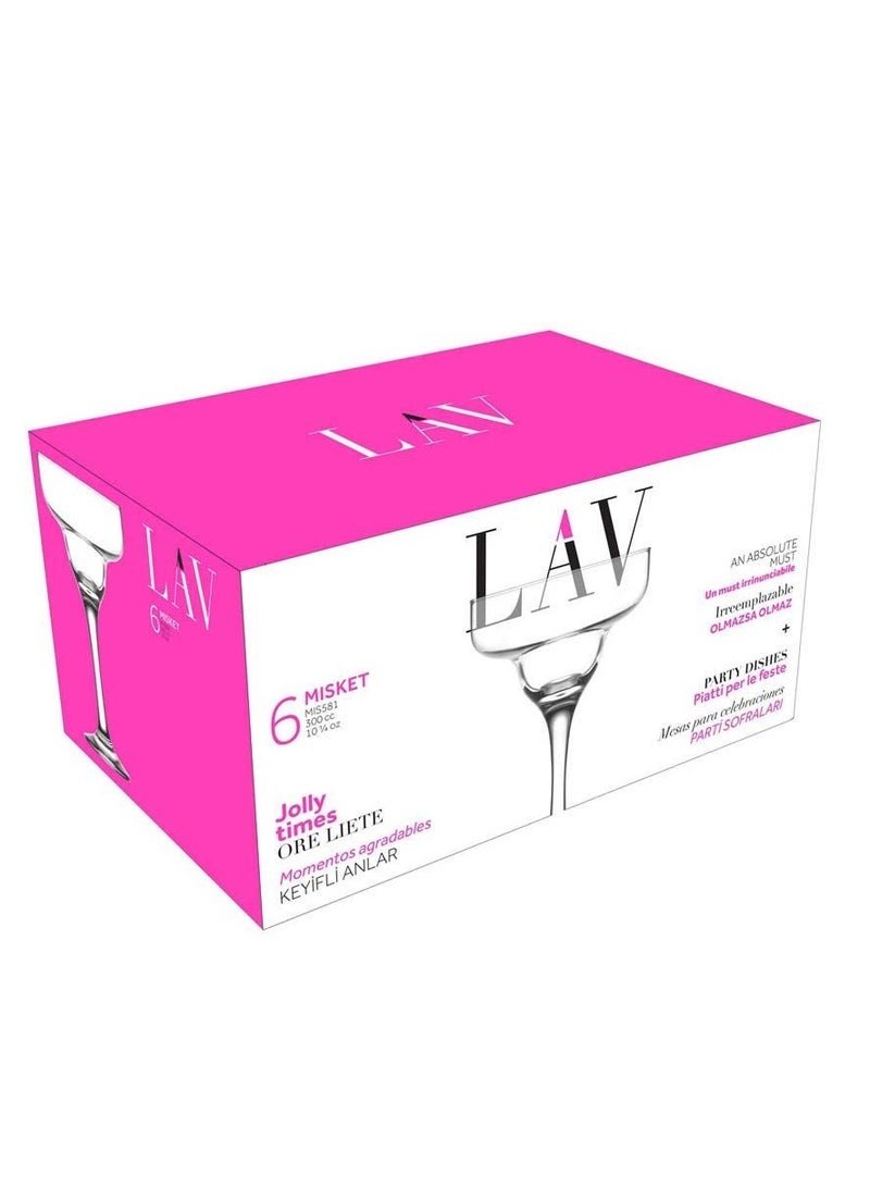 LAV Misket 6 Piece Margarita Cocktail Glasses 300 ML - Image 1