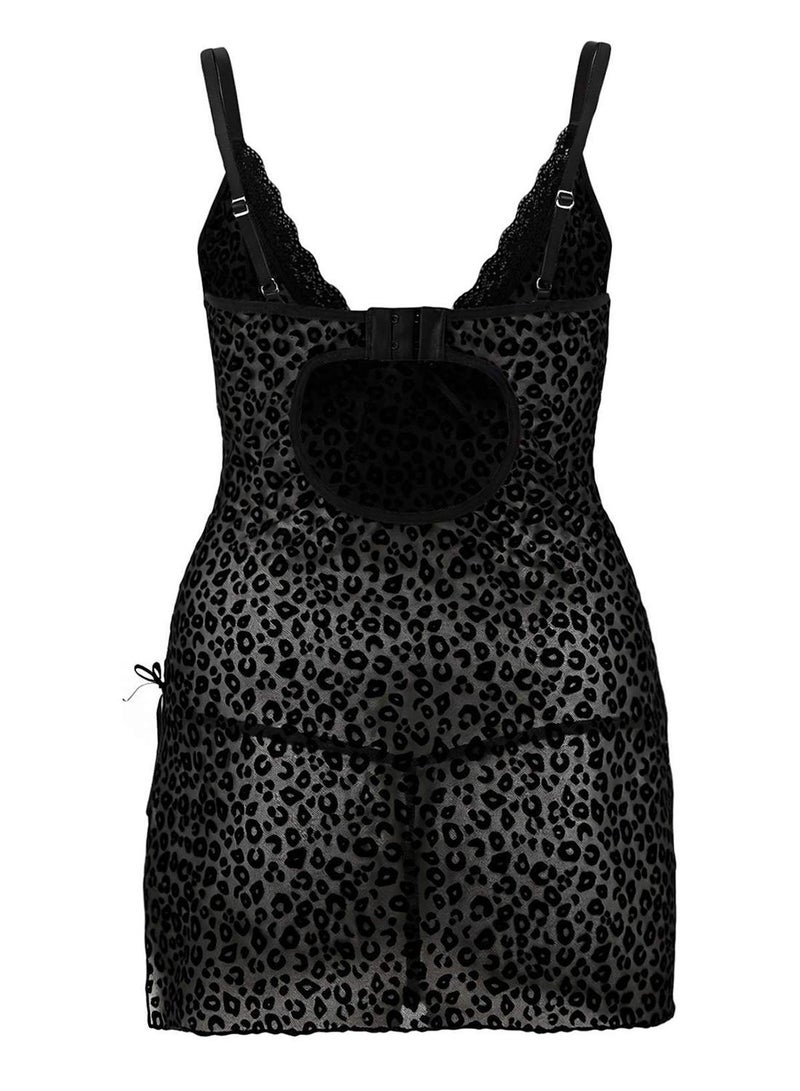 trendyol Black Leopard Patterned Panty Babydoll/Fantasy Nightgown - Image 4