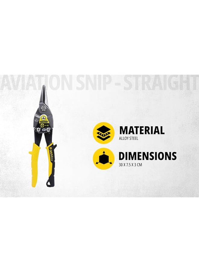 Stanley 2 14 563 Inch Maxsteel Inch Straight Aviation Snips 9.84 Inch Black/Yellow  - Image 2