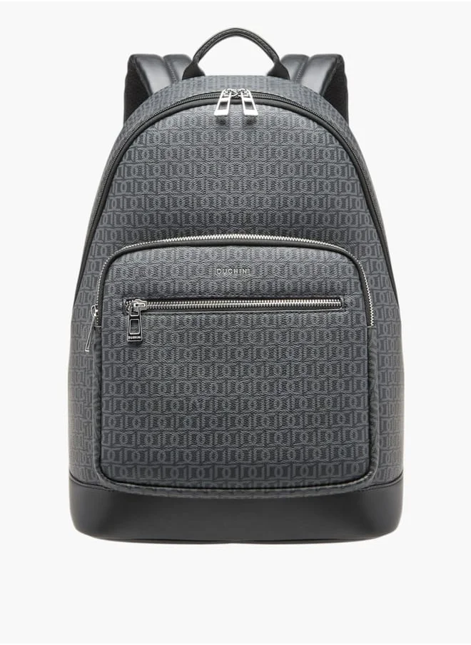 DUCHINI Monogram Print Backpack With Zip Closure And Laptop Compartment - 31X43X17 Cm