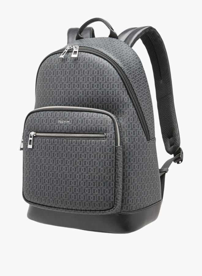 DUCHINI Monogram Print Backpack With Zip Closure And Laptop Compartment - 31X43X17 Cm - Image 2