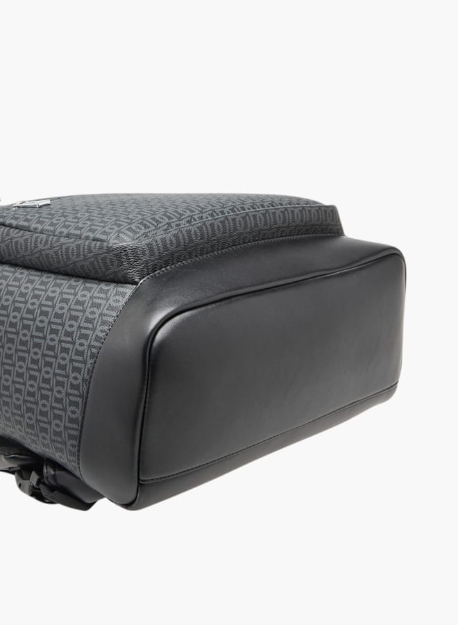 DUCHINI Monogram Print Backpack With Zip Closure And Laptop Compartment - 31X43X17 Cm - Image 5