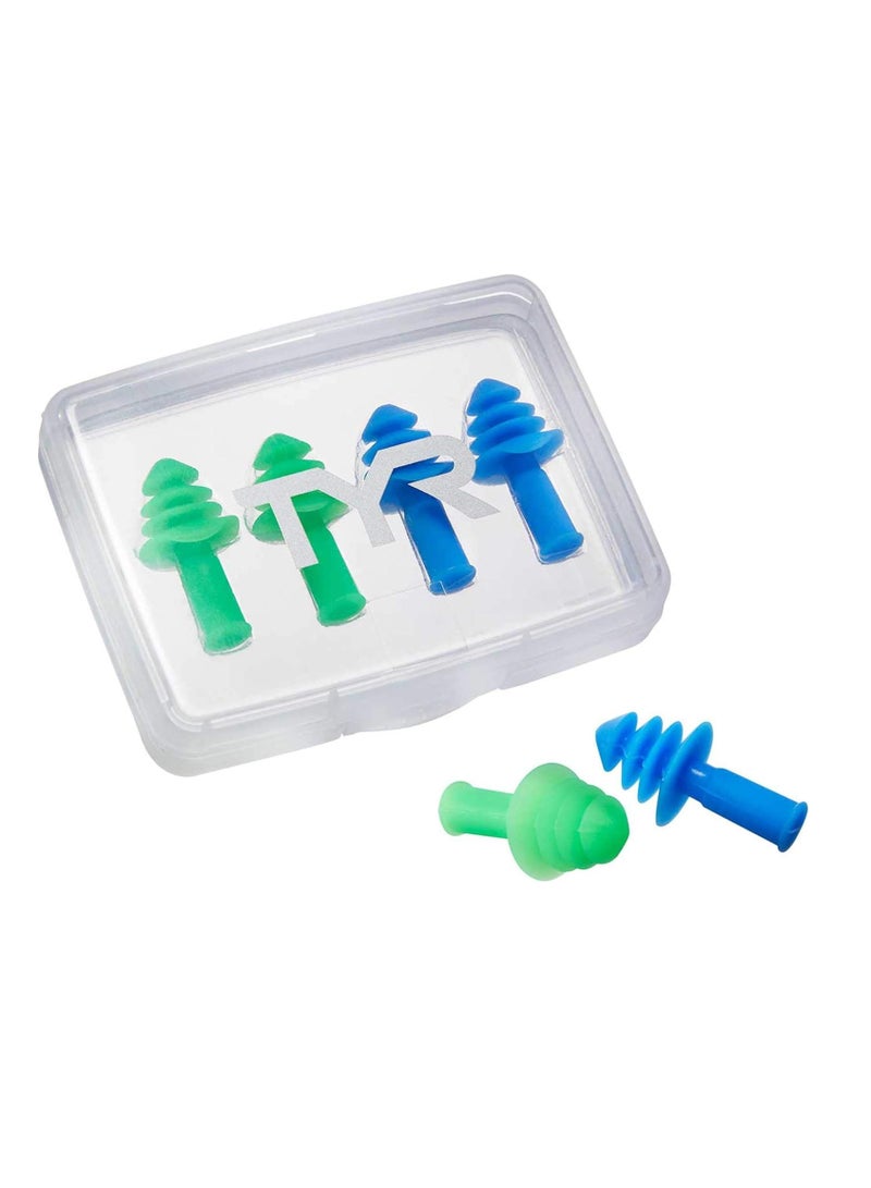 TYR Ergo Flex Ear Plugs-4pk Swimming Equipment, Blue/Green, ALL - Image 1