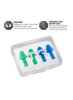 TYR Ergo Flex Ear Plugs-4pk Swimming Equipment, Blue/Green, ALL  - Image 2