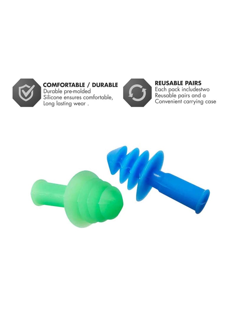 TYR Ergo Flex Ear Plugs-4pk Swimming Equipment, Blue/Green, ALL - Image 3