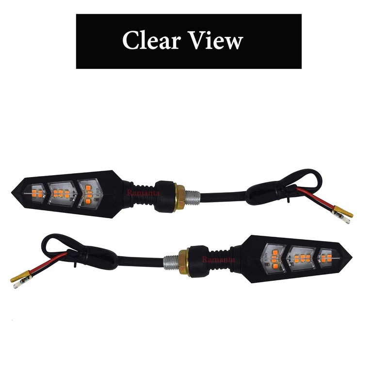 Ramanta Bike Indicators 6 LED KTM Style Sleek Bike LED Indicators Turn Signal Lights Bulb Blinkers Front Rear Compatible for Motorbike (Amber, Set of 2 PCs) - Image 5