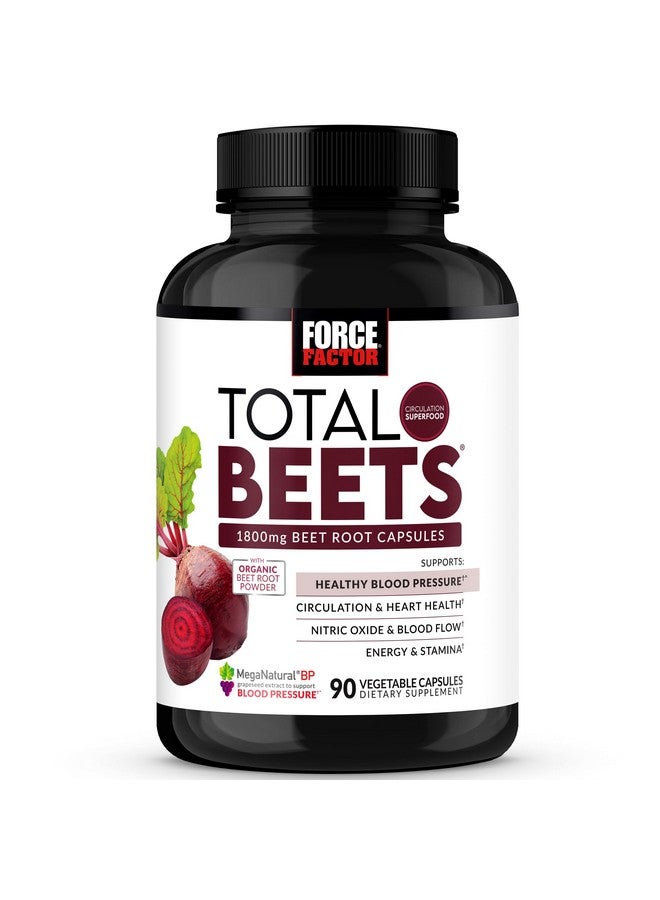 Force Factor Total Beets Blood Pressure Support Beet Root Capsules, 1800mg Organic Beet Root Powder Beet Supplement with Hawthorn Berry to Support Circulation and Blood Flow, 90 Vegetable Capsules - Image 1