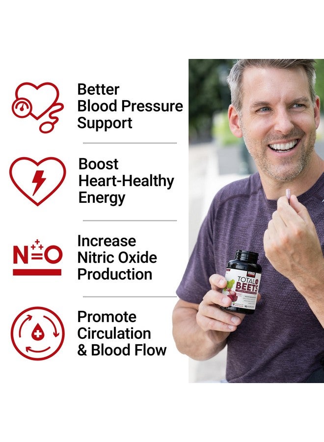 Force Factor Total Beets Blood Pressure Support Beet Root Capsules, 1800mg Organic Beet Root Powder Beet Supplement with Hawthorn Berry to Support Circulation and Blood Flow, 90 Vegetable Capsules - Image 3