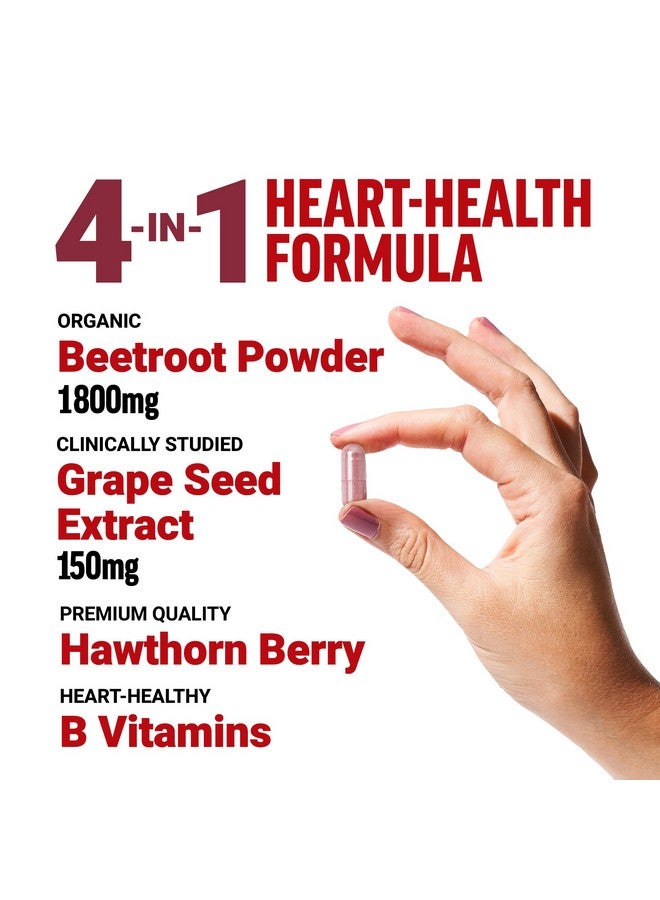 Force Factor Total Beets Blood Pressure Support Beet Root Capsules, 1800mg Organic Beet Root Powder Beet Supplement with Hawthorn Berry to Support Circulation and Blood Flow, 90 Vegetable Capsules - Image 2