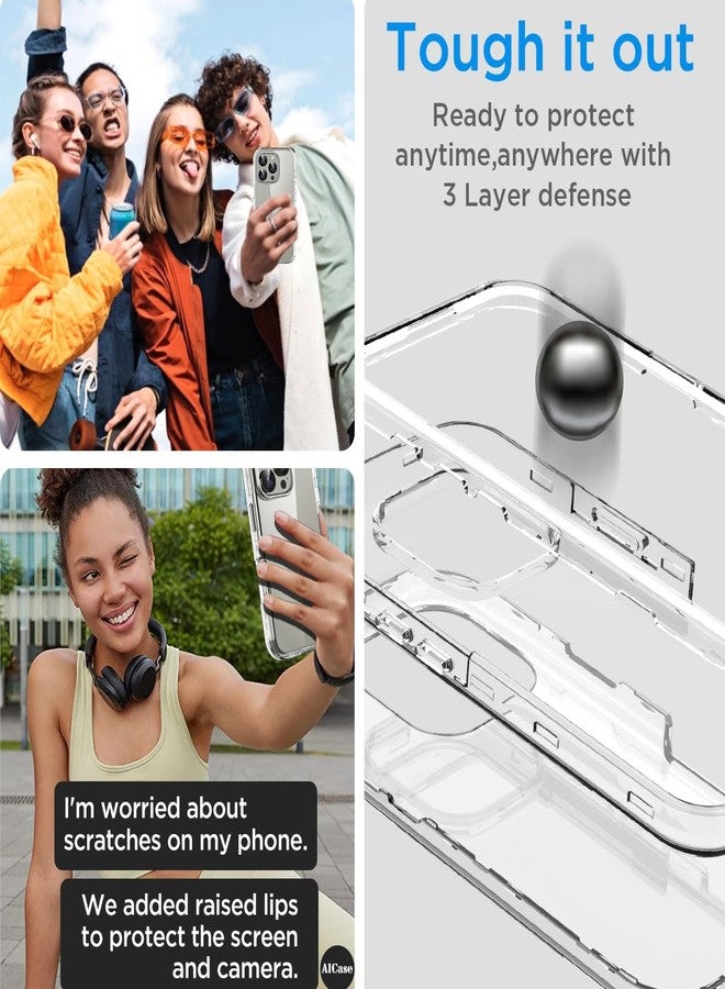 ايه اي كيس جراب AICase لهاتف iPhone 16 Pro Max، شفاف، شديد التحمل، يوفر حماية كاملة للجسم من الصدمات والغبار، غطاء حماية عسكري ثلاثي الطبقات، متين وقوي. - Image 3