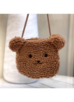 Korean Style Baby Backpack Soft Plush Cartoon Rabbit Year Winter Trendy Cotton Baby Fashion Backpack Infant Toddler Carry Bag-Color:Dark Brown Cute Bear