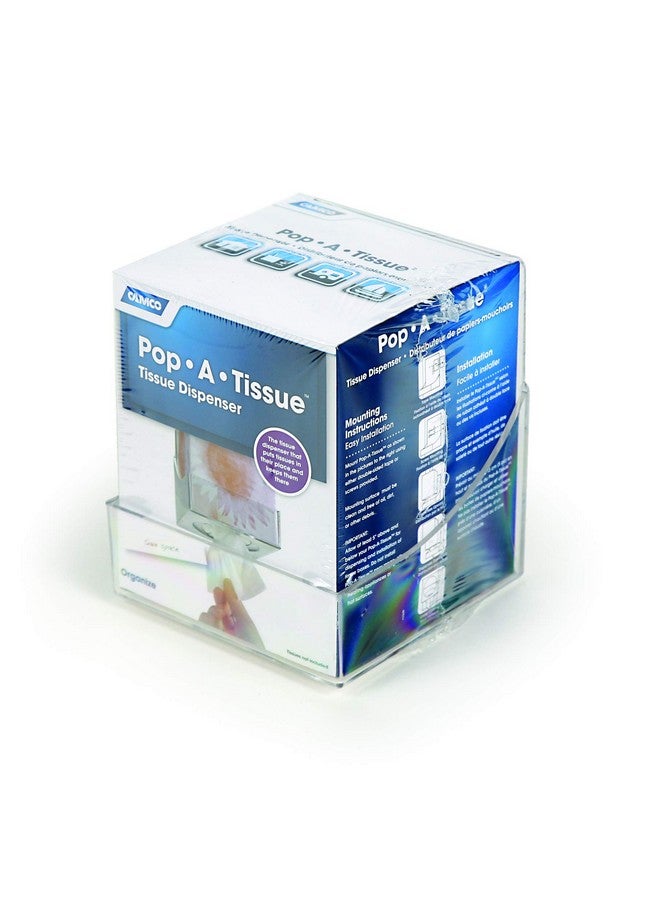 Camco Camco Pop-A-Tissue- Tissue Box Holder- Mounts to Walls and Cabinets, Dispenses Tissue and Holds Tissue Boxes Upward or Downward- Perfect for RVs and Trailers, Easy Install - Clear (57101) - Image 5