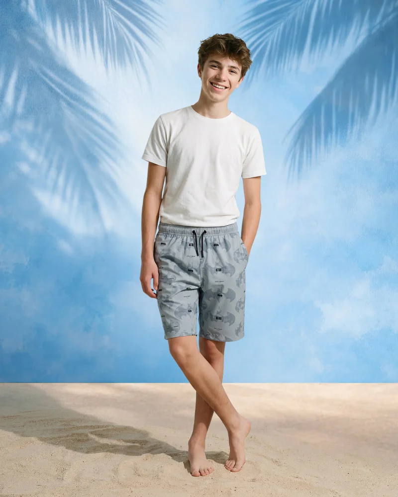 Redtag Senior Boys Grey Batman Swimwear Shorts