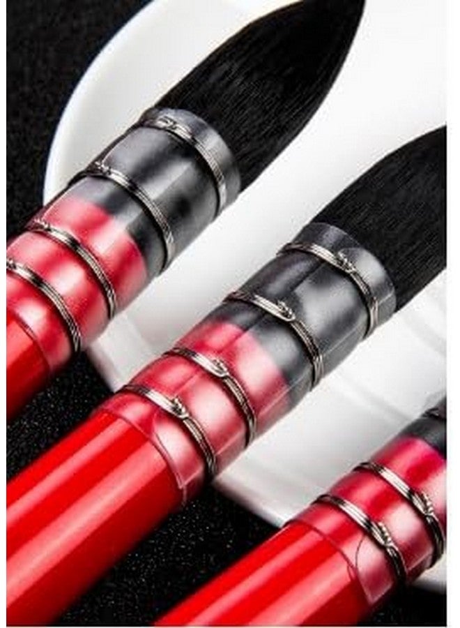 Arrolliant Professional Watercolor Paint Brushes, Mop Paintbrushes, 4 Pcs, Synthetic Squirrel Hair, Art Supplies for Painting, Great Watercolor, Acrylic Brush Set Red,Bown Wooden Handle Round Peak - Image 4