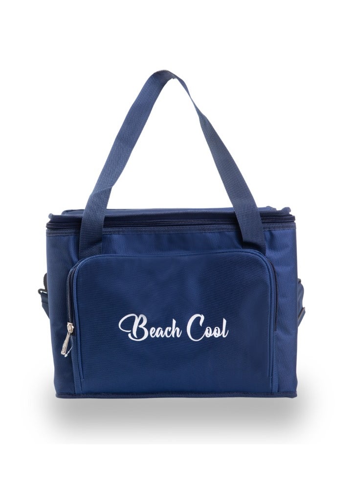 Beach Cool - Hot and Cold Lunch Bag - Padded and High Quality Material - Adjustable Strap - 15 Liter - Navy - Image 1